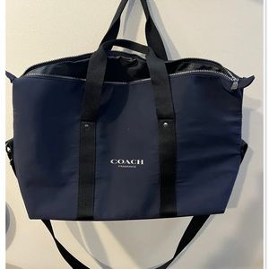 Coach Duffle Bag Weekend Gym Travel Carry-On Expandable Bag Blue New.